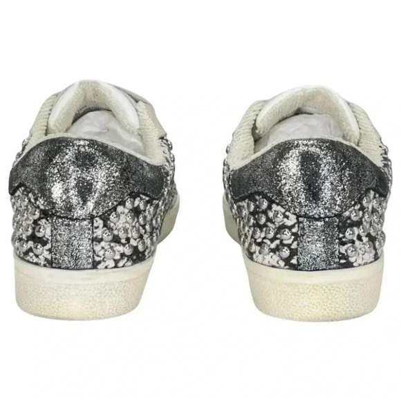 AQUA Womens Sneakers 6M Tess Grey Snake Print Leather Silver Studded - Picture 7 of 16